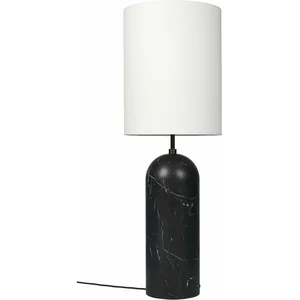 Lampe blanche base noir en marbre XL Gravity - Gubi pas cher