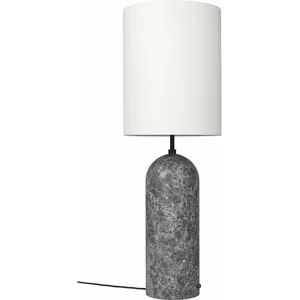 Lampe blanche base grise en marbre XL Gravity - Gubi pas cher