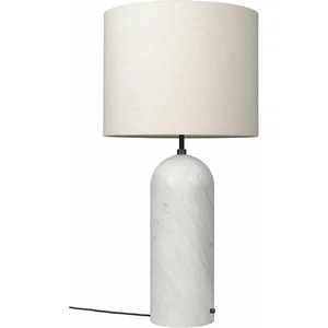 Lampe basse blanche base beige en marbre XL Gravity - Gubi pas cher