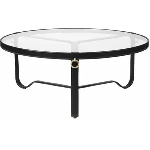 GUBI table basse ADNET TABLE Ø 100 cm (Black - Verre et cuir)