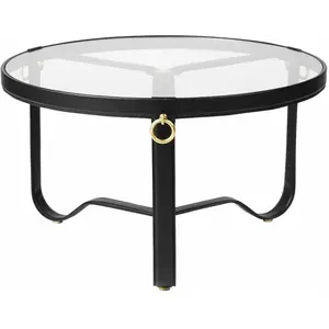 GUBI table basse ADNET TABLE Ø 70 cm (Black - Verre et cuir)Vendu parmyareadesign