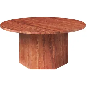 Table basse ronde en travertin rouge brûlé 80cm Epic - Gubi