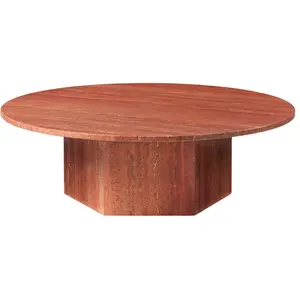 Table basse ronde en travertin rouge brûlé 110cm Epic - Gubi