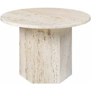 Table basse ronde en pierre blanche 60 cm Epic - Gubi