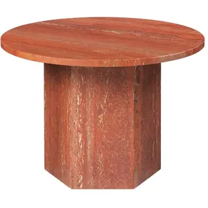 Table basse ronde en travertin rouge brûlé 60cm Epic - Gubi