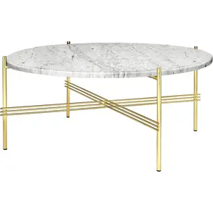 GUBI table basse ronde structure laiton TS Ø 80 x 35 cm (Blanc Carrara...