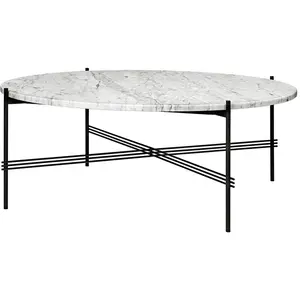 GUBI table basse ronde structure noire TS Ø 105 x 40 cm (Blanc Carrara...