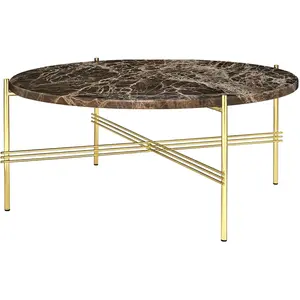 GUBI table basse ronde structure laiton TS Ø 80 x 35 cm (Marron Empera...