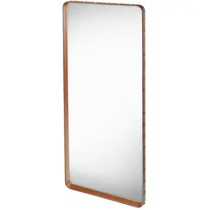 Miroir rectangulaire en cuir marron à suspendre 65x115 cm Adnet - Gubi pas cher