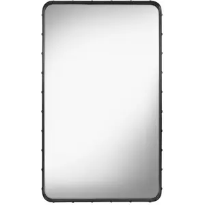Miroir rectangulaire en cuir noir à suspendre 65x115 cm Adnet - Gubi pas cher