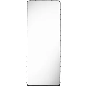 Miroir rectangulaire en cuir noir à suspendre 70x180 cm Adnet - Gubi