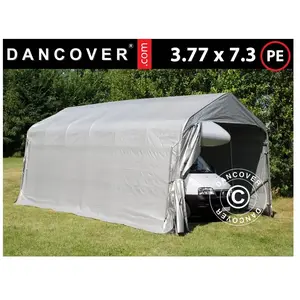 Tente Abri Voiture Garage pro 3,77x7,3x3,18m pe, GrisVendu parmanomano