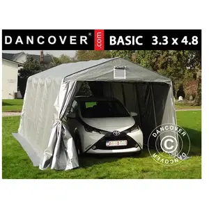Tente Abri Voiture Garage Basic, 3,3x4,8x2,4m PE, GrisVendu parmanomano