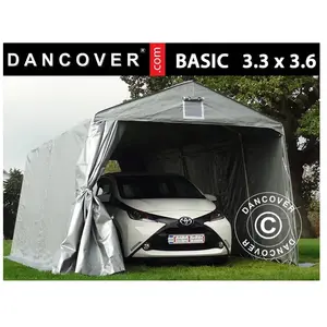 Dancover - Tente Abri Voiture Garage Basic, 3,3x3,6x2,4m pe, Gris pas cher