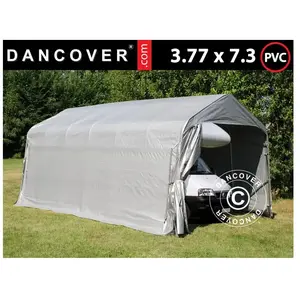 Tente Abri Voiture Garage pro 3,77x7,3x3,18m pvc, GrisVendu parmanomano