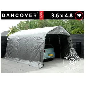 Tente Abri Voiture Garage PRO 3,6x4,8x2,68m, PE, GrisVendu parmanomano