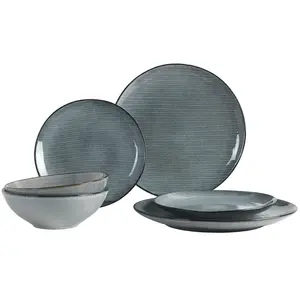 Comparateur de prix : Service de vaisselle pour deux en grès bleu Nordic Sea - Broste Copenhagen
