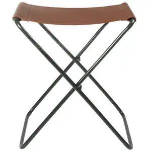 BROSTE COPENHAGEN - Tabouret pliant Nola - Vert - Cuir de vache pas cher