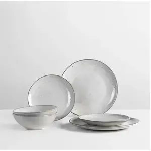 Service de vaisselle pour deux en grès blanc Nordic Sand - Broste Cope...