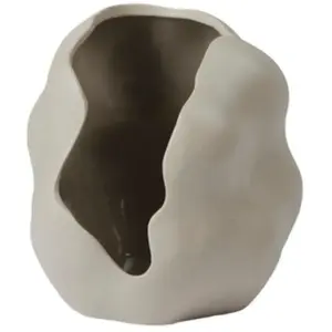 Broste Copenhagen - Photophore en grès Hekla Gris taille unique pas cher