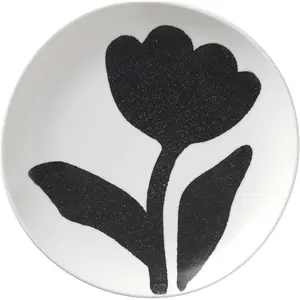 BROSTE COPENHAGEN - Assiette à mignardises Flora - Noir - GrèsVendu parmade-in-design