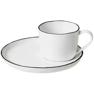 Broste Copenhagen - Tasse avec soucoupe en porcelaine Salt Blanc S