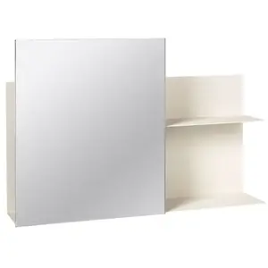 Comparateur de prix : broste Copenhagen Étagère murale avec miroir Blanc 25 x 51 x 9,5 cm