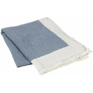 Broste Copenhagen Plaid Mona bleu - 130x180cm pas cher