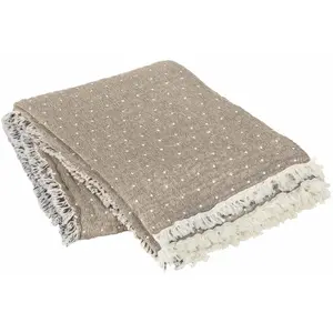 Broste Copenhagen Plaid Paula beige/écru - 130x180cmVendu parliving-and-company