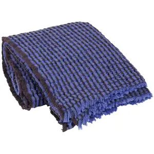 Broste Copenhagen Plaid Linda bleu - 130x180cm pas cher