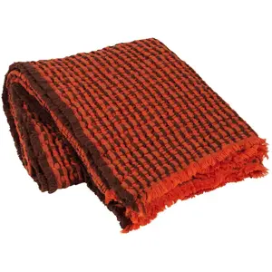 Broste Copenhagen Linda plaid citrouille/orange - 130x180cm pas cher