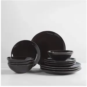 Broste Copenhagen Service de table Nordic « midi » pour 4 personnes en faïence de couleur charbon pas cher