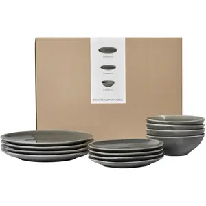 BROSTE COPENHAGEN - Set vaisselle Nordic - Gris - Grès émaillé pas cher