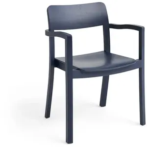 Chaise en frêne avec accoudoirs bleu nuit Pastis - Hay pas cher