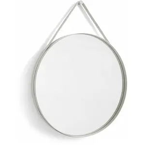 Miroir rond en acier gris clair 70 cm Strap - Hay