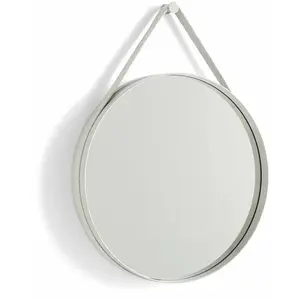 Miroir rond en acier gris clair 50 cm Strap - Hay