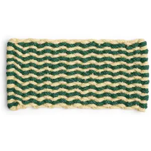 HAY Tapis paillasson en fibre de coco vert foncé et blanc 40x80cm pas cher