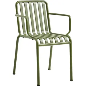Chaise de jardin avec accoudoir en métal olive Palissade - HAY