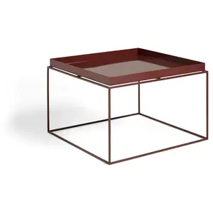 Table basse carrée en métal chocolat 60x60x39cm Tray - HAY pas cher