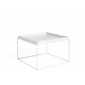 Table basse carrée en métal blanc 60 x 60 x 39 cm Tray - HAY pas cher