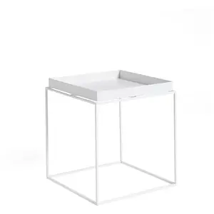 Table basse carrée en métal blanc 40 x 40 x 44 cm Tray - HAY pas cher