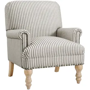 Dorel Home Fauteuil à rayures en tissu beige