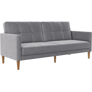 Dorel Home Canapé-lit 3 places en velours gris clair pas cher