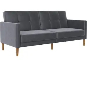 Dorel Home Canapé-lit 3 places en velours anthracite pas cher