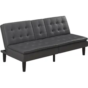 Dorel Home Canapé-lit 3 places en simili cuir gris pas cher