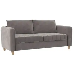 Coco | Canapé 3 places en velours gris clair pas cher