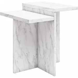 CosmoLiving by Cosmopolitan Table basse en effet marbre blanc pas cher