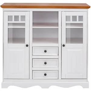 Loft24 Buffet avec 2 portes en verre 3 tiroirs pas cher