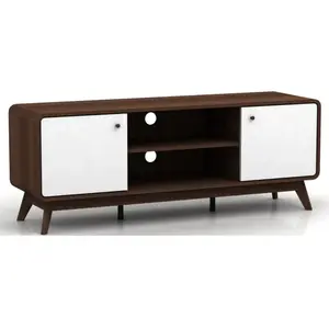 Loft24 Meuble TV avec 2 portes en effet noyer blanc pas cher