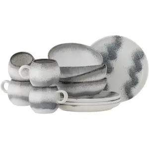 Comparateur de prix : Bloomingville Paula service de table petit déjeuner 12 pièces gris - 8...